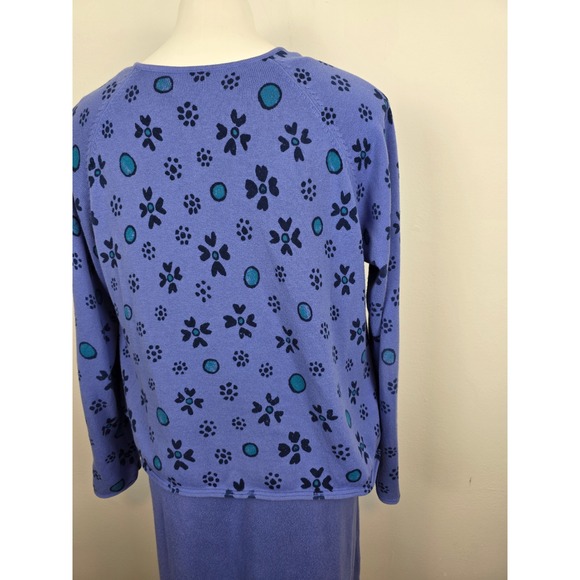 Gudrun Sjoden Lavender Floral Cardigan Sweater Dress Set Size L - Picture 8 of 11
